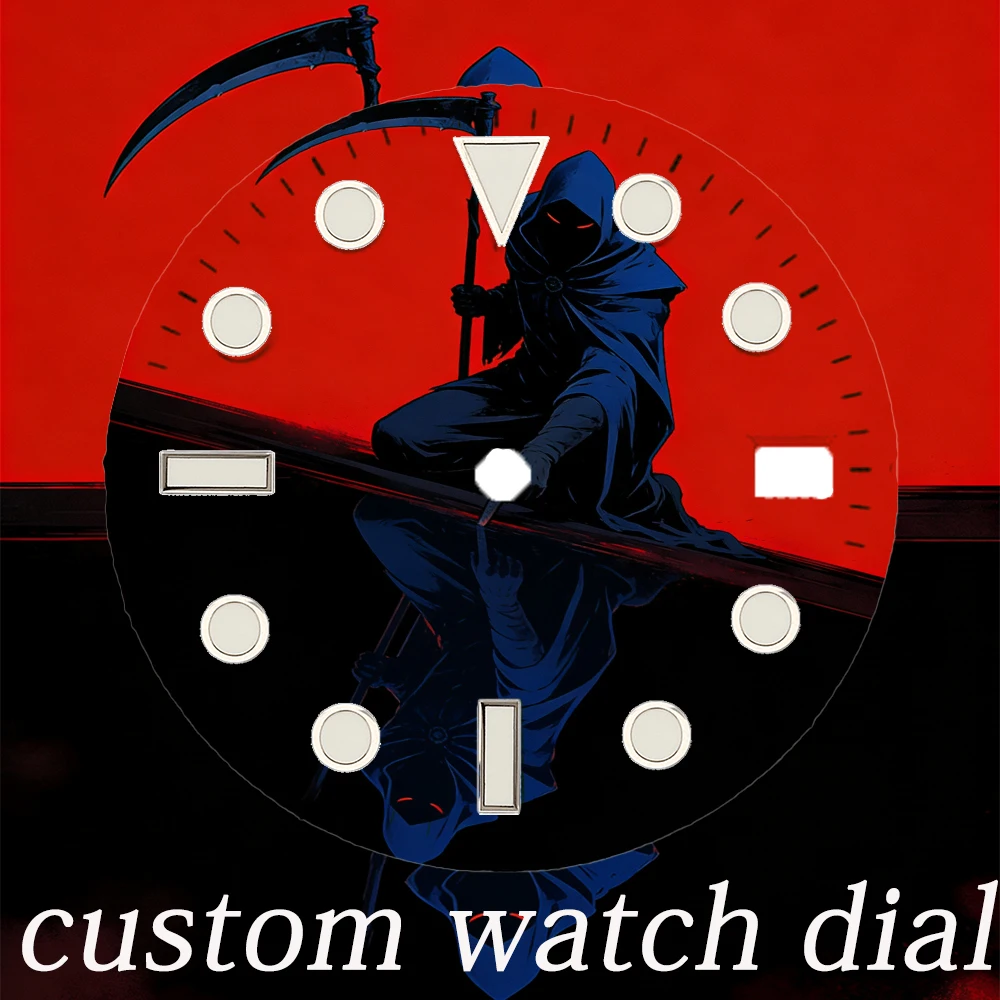 

Циферблат NH35 с креативным отражением, мужской циферблат 28,5 мм, цветной циферблат NH36, подходит для механизмов NH35/NH36/китайских 35, запчасти для часов, сменные элементы