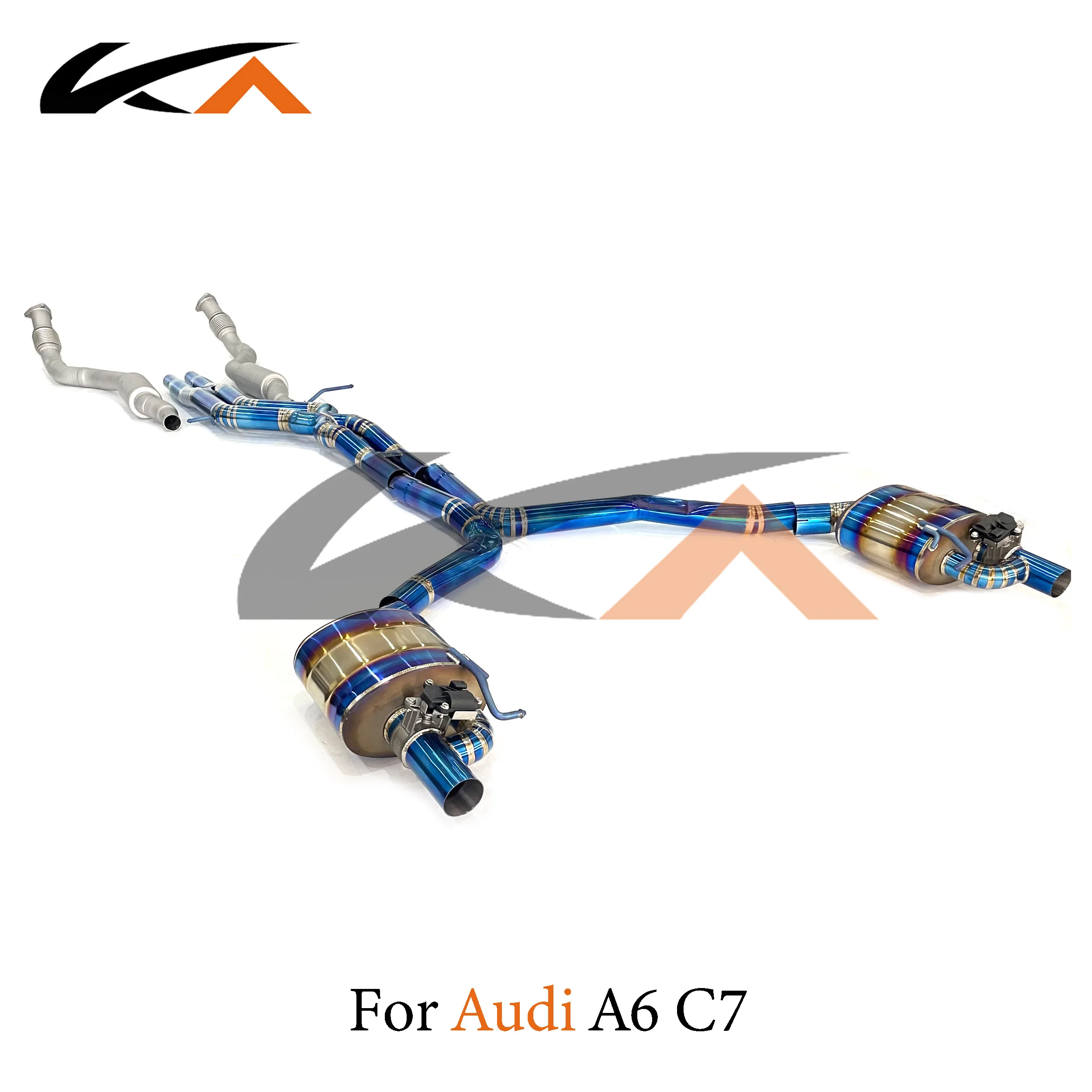 KA Tuning Titanium Catback Exhaust System for Audi A6 A7 C7 3.0T with Muffler Valve Performance and Stainless Steel Front Pipe