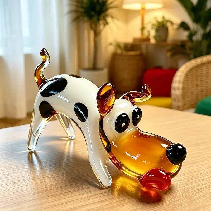Speckled Glass Dog Ornament Handmade Vivid Unique Figures For Home Wine Cabinet Desktop Tabletop Decor Holiday Gift Wholesale