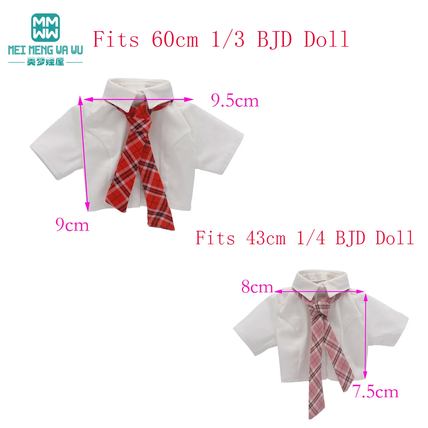 Bjd人形服43-60cm 1/4 1/3,関節式ボール人形,学校用制服スカート,プリーツスカート,半袖シャツ