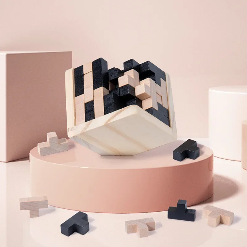 Quebra-cabeças de madeira iq 54t cubo brinquedos educativos para crianças jogo intelectual para adultos e entusiastas de quebra-cabeça