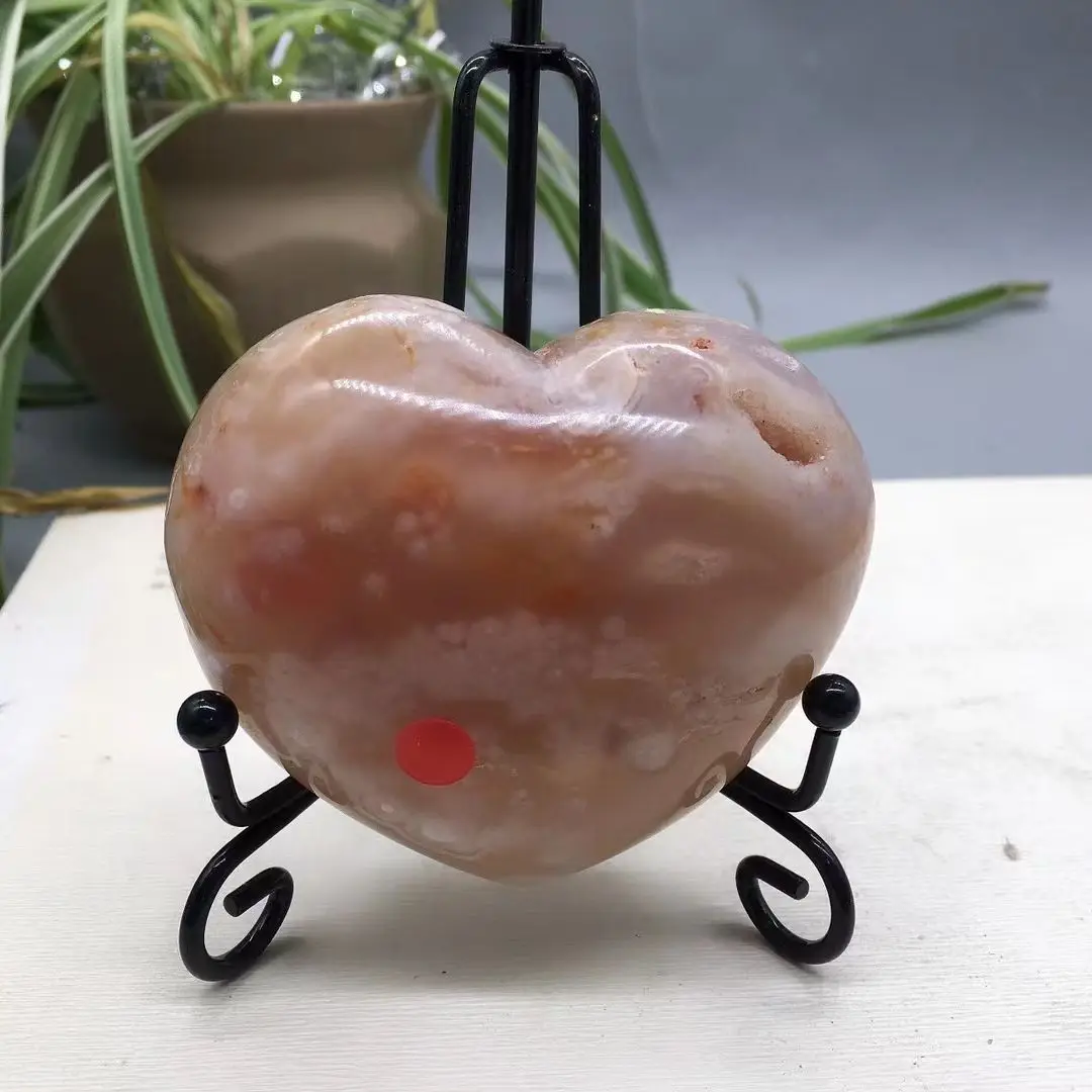 220-250g Cherry blossom agate heart natural stones and minerals quartz crystals spiritual healing chakra as gift 1pcs