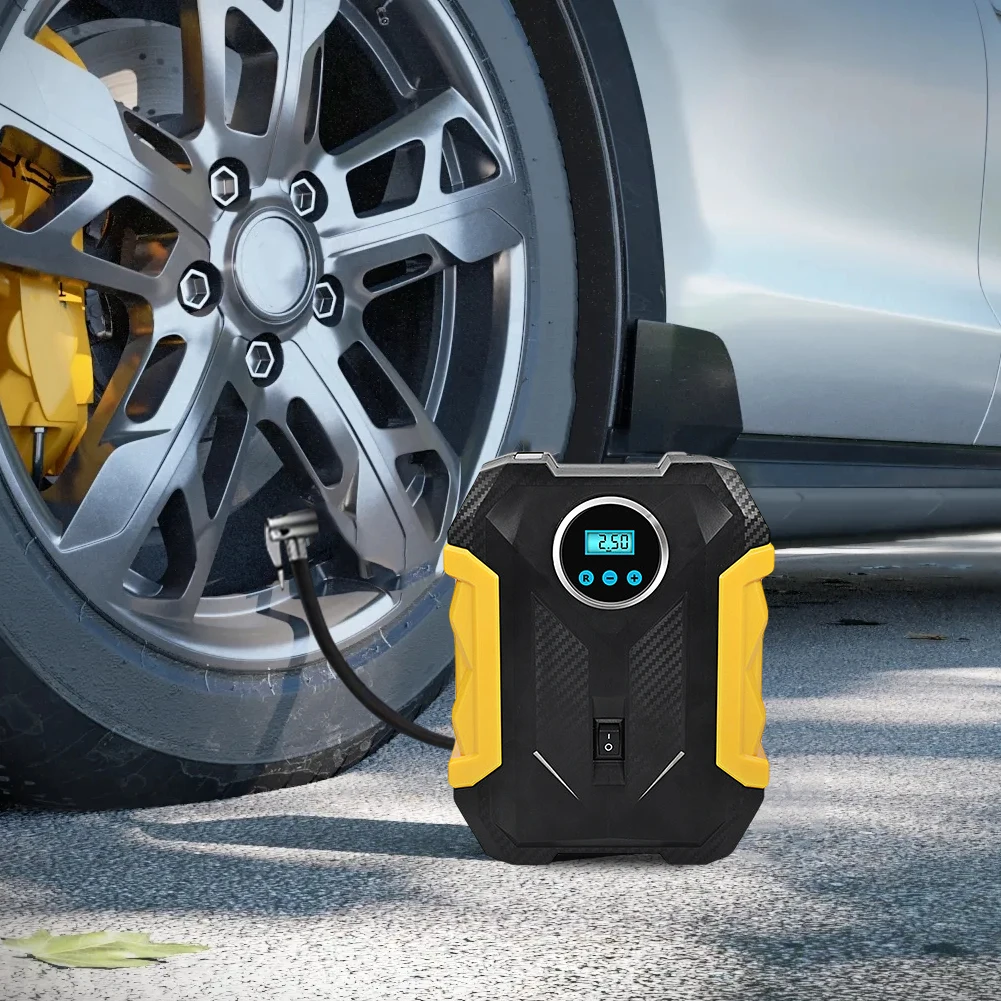 

150PSI портативный автомобильный насос со светодиодной подсветкой велосипедный воздушный компрессор с цифровым дисплеем для автомобильного велосипедного мяча