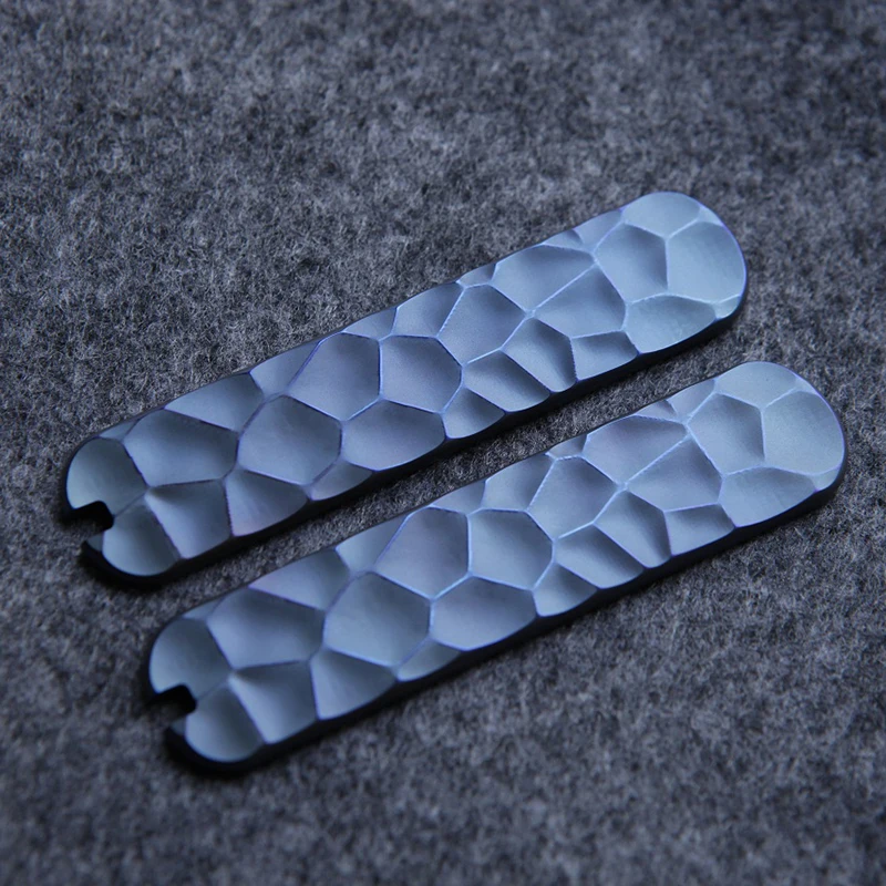 

1 Pair Stone Stria Pattern Knife Titanium Alloy Handle Scales for 74MM Victorinox Swiss Army Ambassador Executive Knives Grip