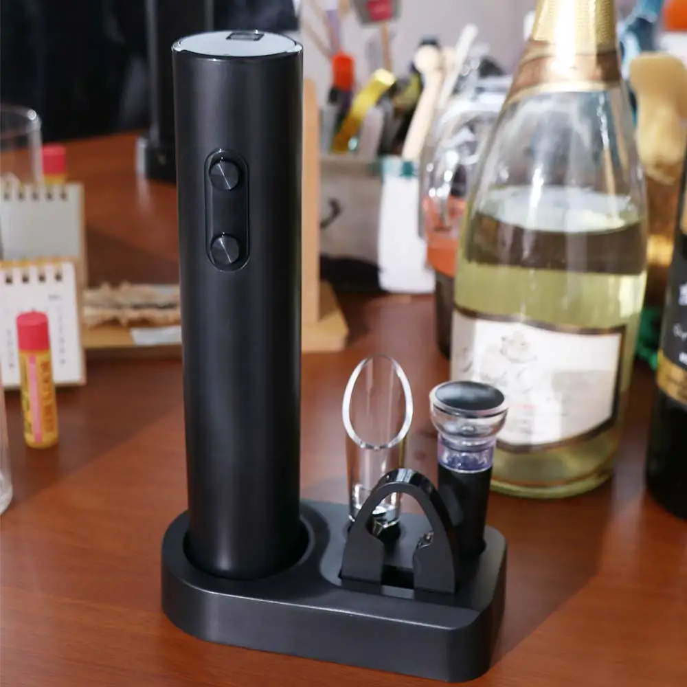 5-in-1 Electric Wine Bottles Opener Reusable with Base Electric Corkscrew Battery Operated Automatic Wine Opener Wedding Event