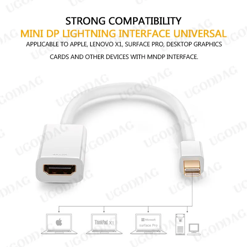 Mini DP To HDMI-compatible Adapter Cable 4K/1080P Male To Female DisplayPort to HD Converter for Macbook Pro Air MAC Surface Pro