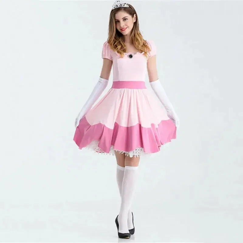 Silisili Aadult 5140 s-3xl Grande formato Principessa Peach Dance Gonna corta Costume Cosplay Donna Fancy Dress 2025 ☆   Nuovo