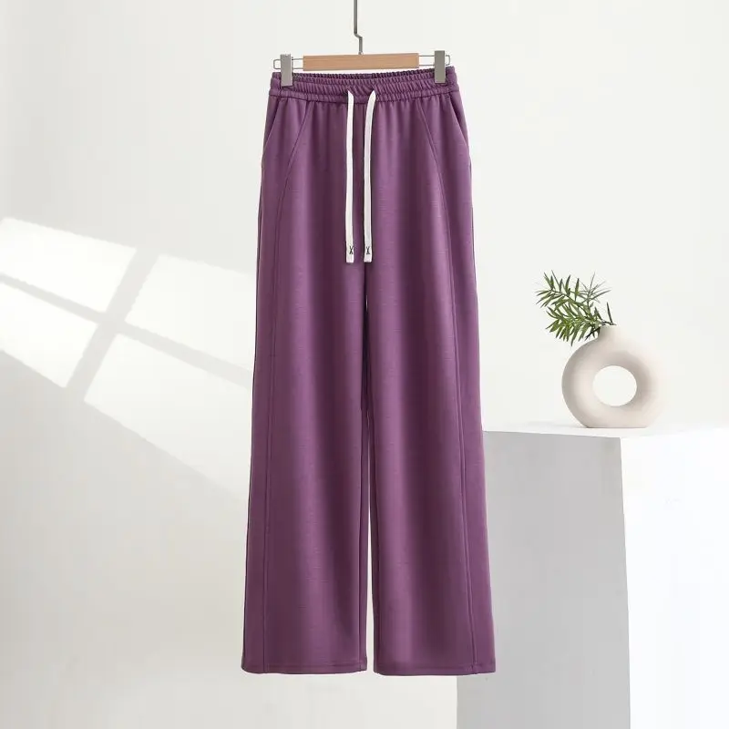 2026 Fashion Spring Summer Sweatpants Women's Loose Straight Pants Elastic-waist Thin Sports Casual Trousers Lady Wide-leg Pants
