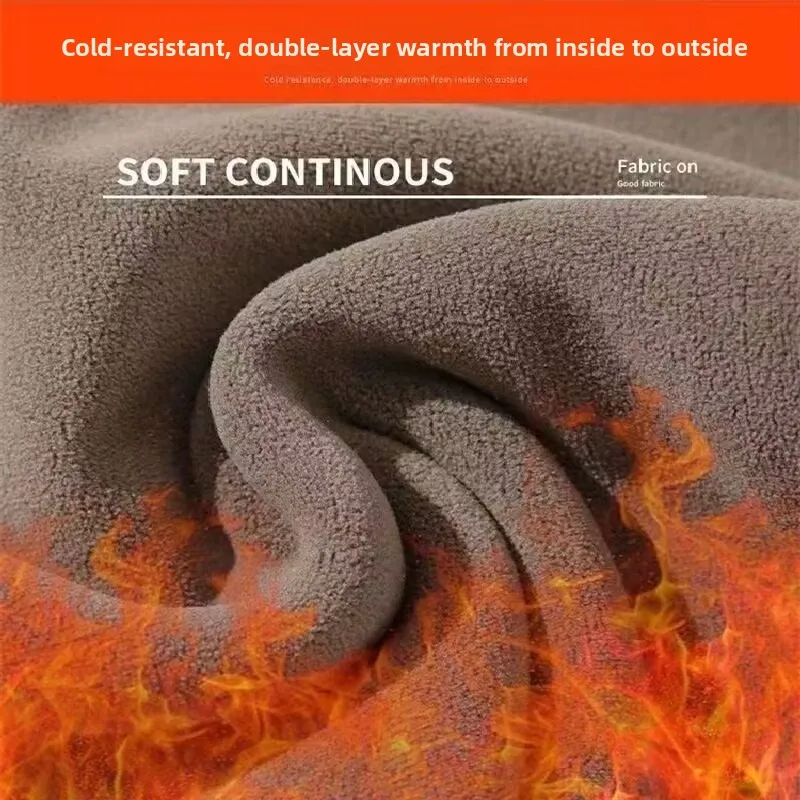 Double-Sided Fleece Men's Casual Sweatpants Warm Polyester Loose Fit Comfortable Leisure Long Trousers for Casual Scenarios
