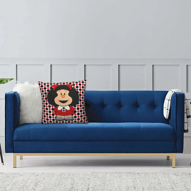 Custom Nordic Grappige Mafaldas Quino Comics Argentina Cartoon Sofa Kussenhoes Polyester Sierkussensloop