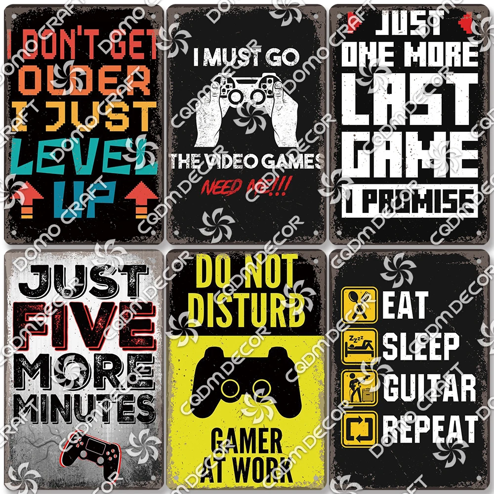 

Gamer At Work Plaque, Metal Tin Sign, Gaming Vintage Poster, Metal Plates, Boys Playroom, Gamer Club, Wall Decor 20X30CM