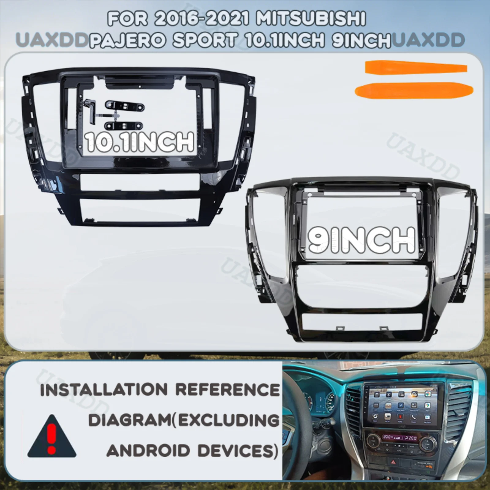 Car Frame Fascia For Mitsubishi Pajero Sport 2016-2021 Panel Kit Dashboard 9/10.1 Inch plastic accessories center console 2 Din