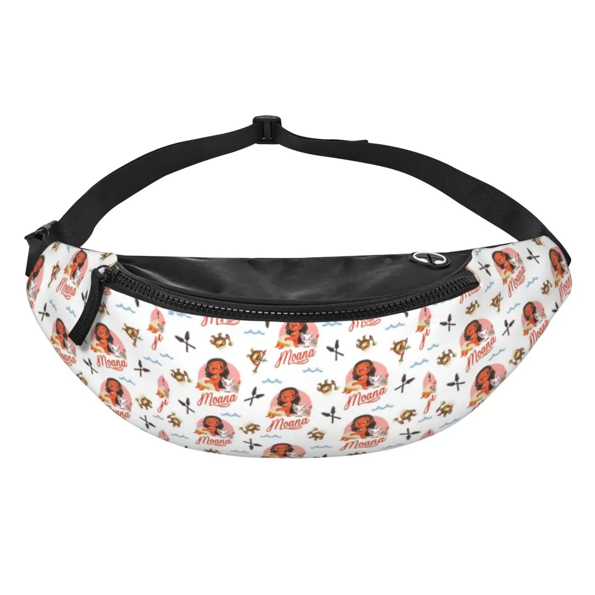 Custom Moana Cartoon Fanny Pack Vrouwen Mannen Crossbody Heuptas Voor Fietsen Camping Telefoon Geld Pouch