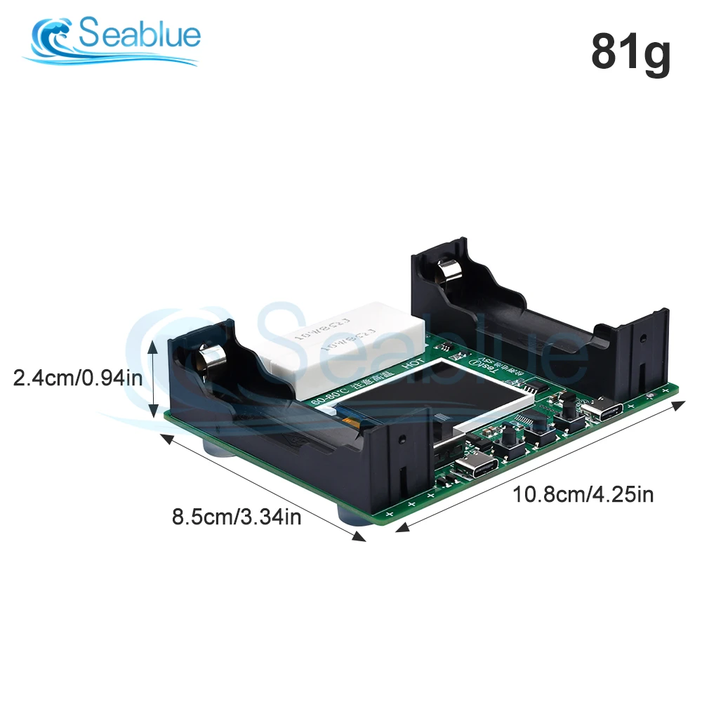 18650/21700 Lithium Battery Capacity Tester Module High Precision Type-C USB LCD Digital Display True Capacity Module MaH/mwH