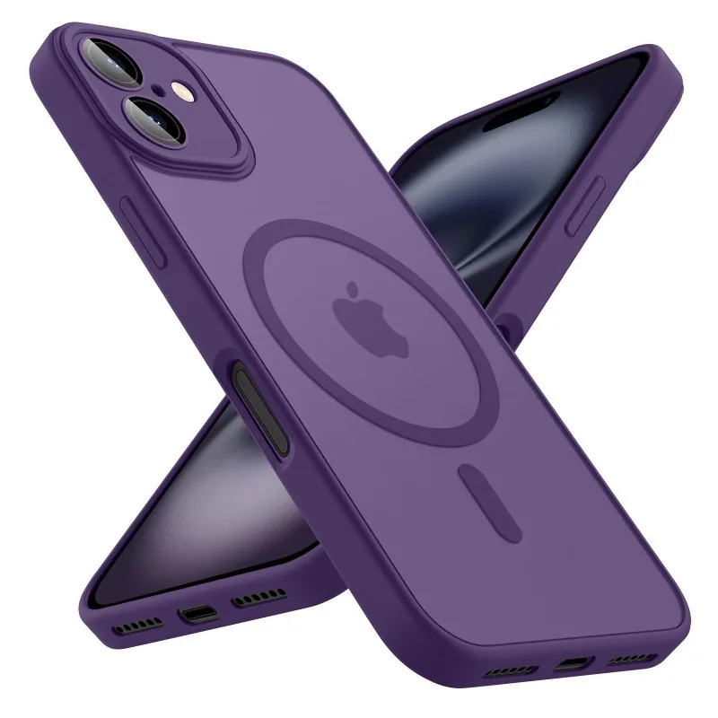 Luxuriöser Objektivschutz Matt Transluzente Magnetische Hülle für iPhone 18 17 16 15 14 13 Pro Max Kompatibel mit Magsafe Kabelloser Ladestation