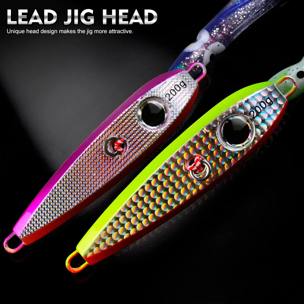 PRO BEROS 60-200g Meeresfischerei-Köder Jigging Metall Slow Pitch Leuchtender Fisch-Tintenfisch-Köder zum Angeln auf Marlin, Schnapper, Grouper – Detail 9