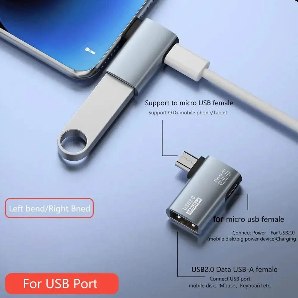 

Micro USB To USB OTG Adapter 90 Degree Left / Right Angle Powered Converter 480Mbps Adapter For TV Tablet Fire TV Stick U4Z4