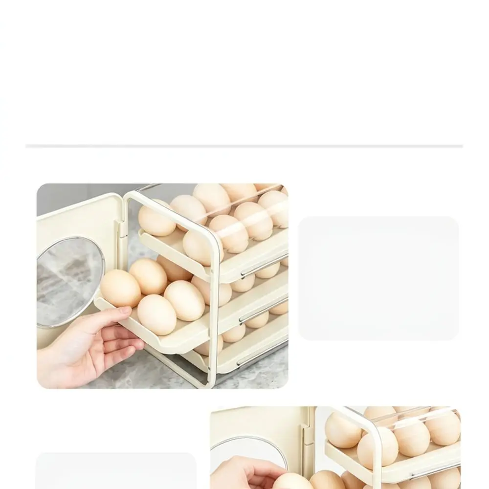 Egg Organizer For Fridge Rolling Dispenser 3 Layer Kitchen Storage Box Automatic Feeding Tray Space Saving Plastic Rack