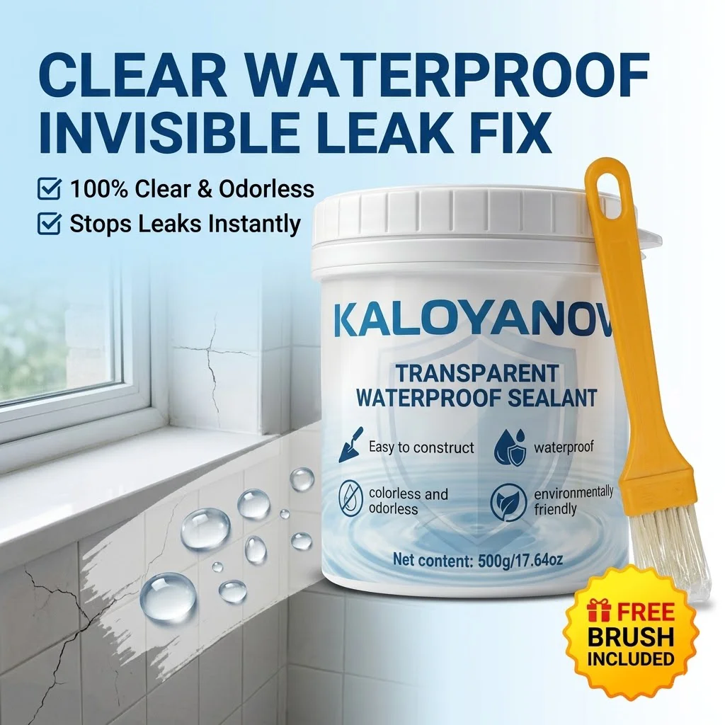 500g Clear Invisible Waterproof Sealant Anti-Leakage Glue for Bathroom Roof Window Wall Tile Repair Coating Agent, w/ Brush
