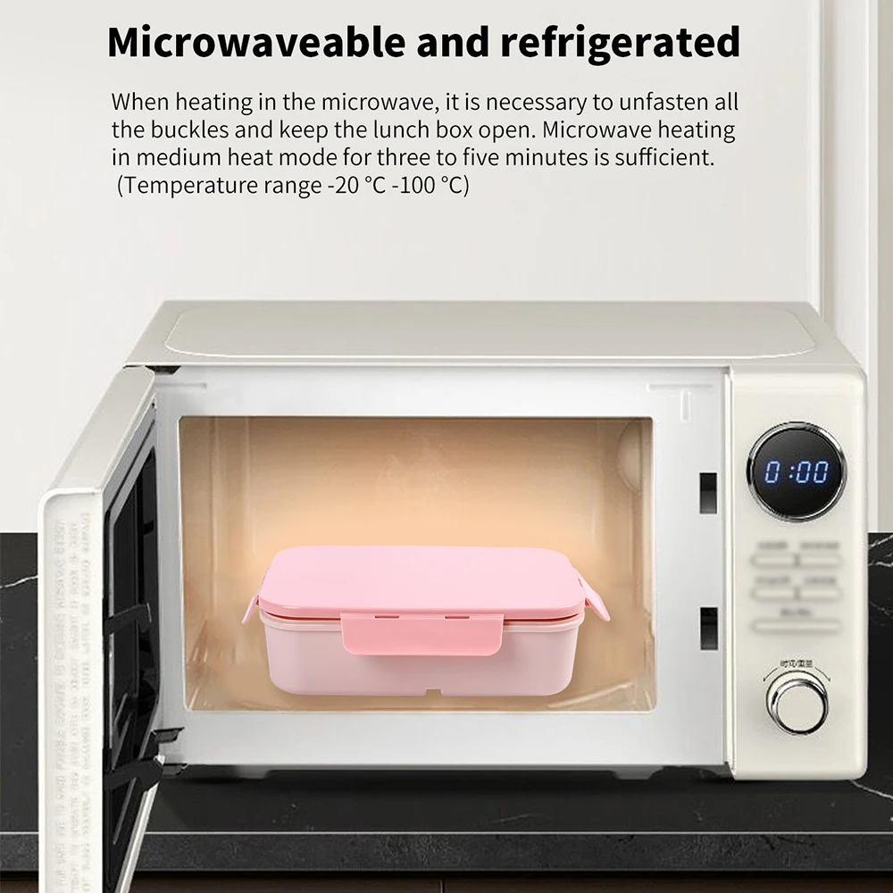 Lunch Box Microwave Safe Portable Compartments  Food Container with Utensils Leakproof  Anti-slip