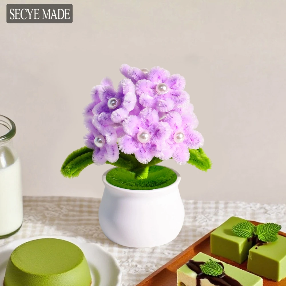 

Bonsai Simulated Hydrangea Flower Artificial Potted Car Ornaments Desk Dining Table Home Office Wedding Room Decoration Gift L08