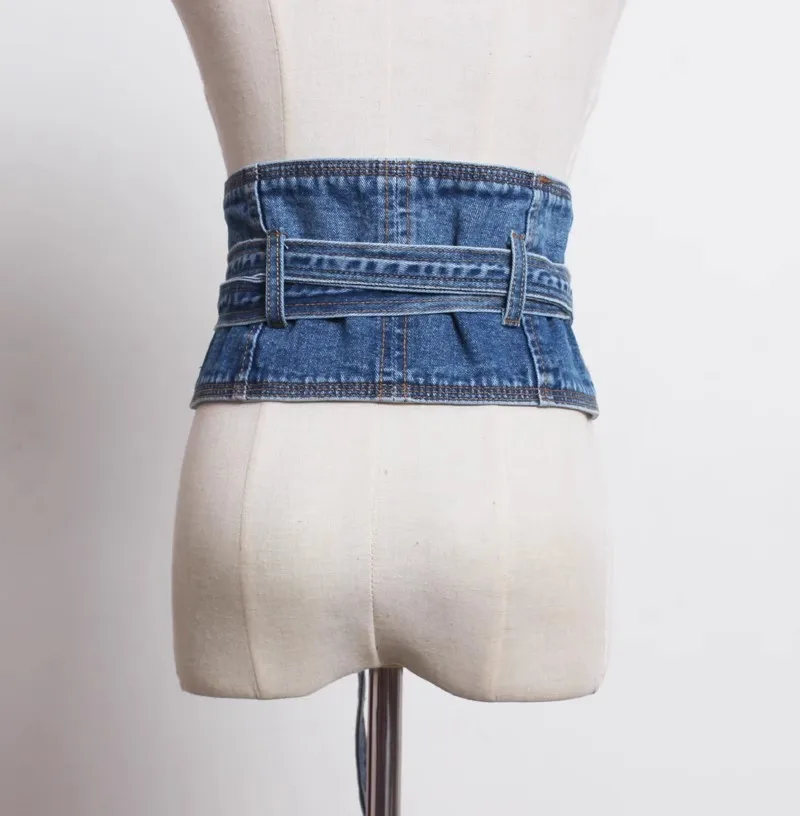 Women's runway fashion vintage denim Cummerbunds female Dress Corsets Waistband Belts decoration wide belt R1421