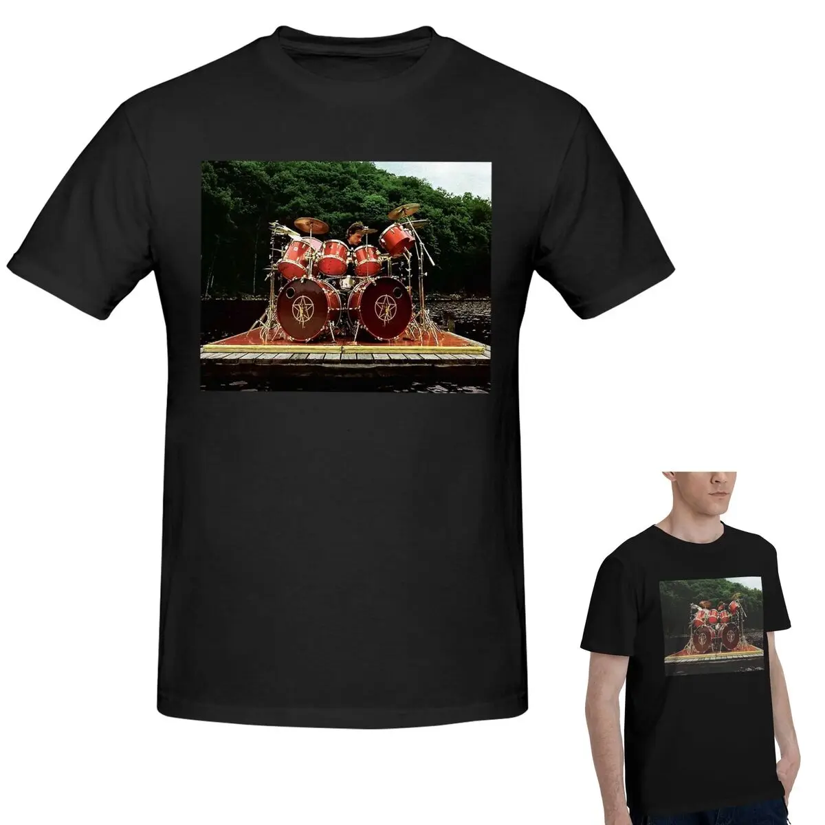 

Футболка из 100% хлопка Play Drum In Fores, мужская классическая футболка большого размера, мужские летние рубашки с круглым вырезом, топы, S-6XL