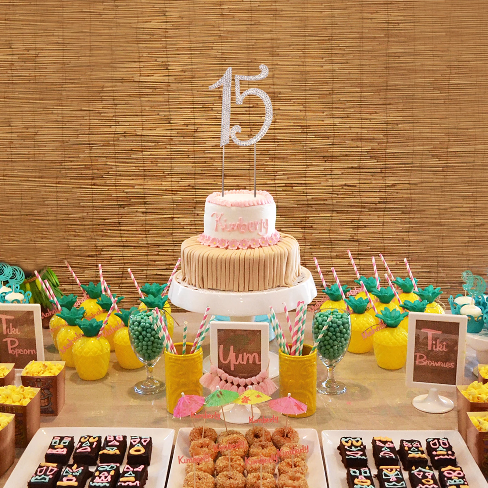 

Topper Numbers Rhinestone Birthday Decorations Party Cake Insert Reusable Alloy Anniversary Cake Topper Anniversary
