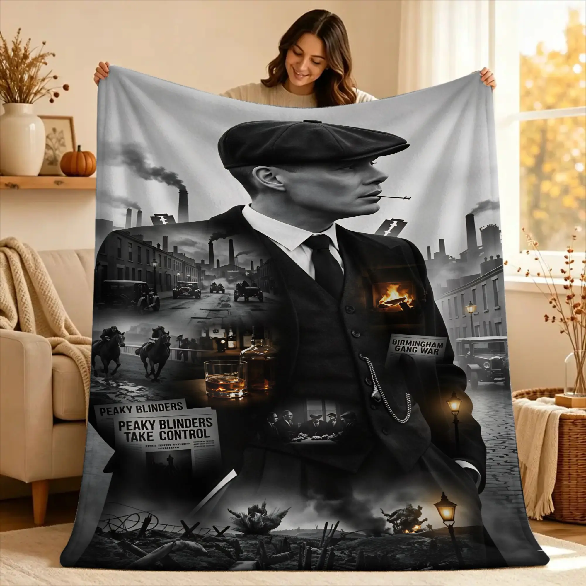 Peaky Blinders tommy shelby  Flannel Blanket Winter  Warm Throw Blanket for Boy Girl Home Decor Funny Bedspread Sofa Bed Cover