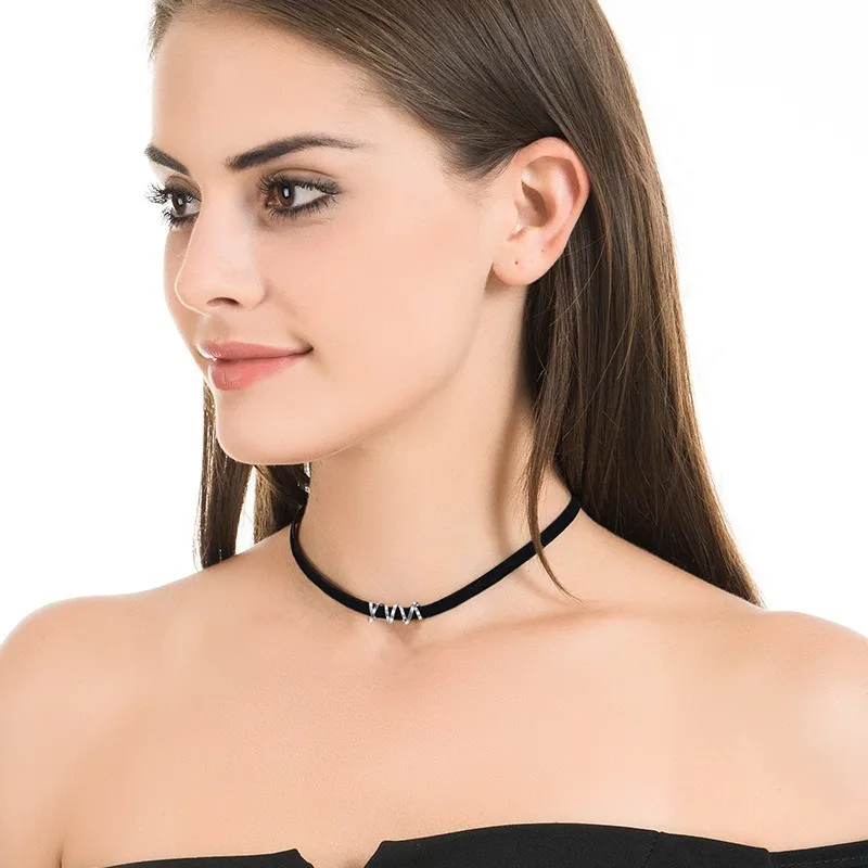 Collana, colletto nero a spirale, fascia divertente, catena da collo da donna, catena corta alla clavicola, fascia da collo da donna