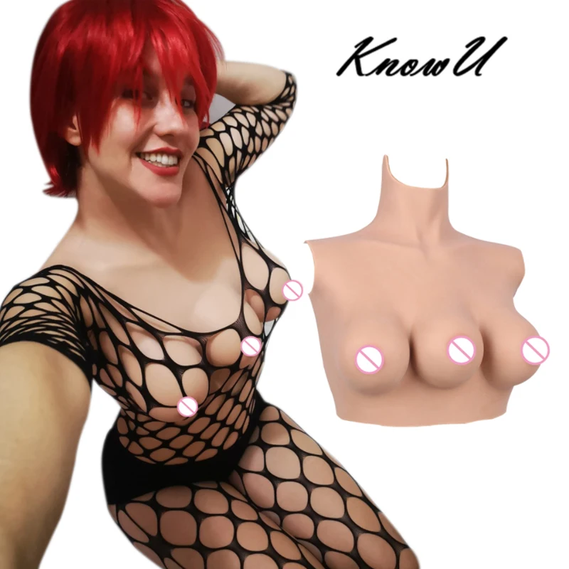 KnowU C Cup Three Boobs Breast Forms Crossdresser Silicone Breast Forms Transgender Suit Breast Plate
