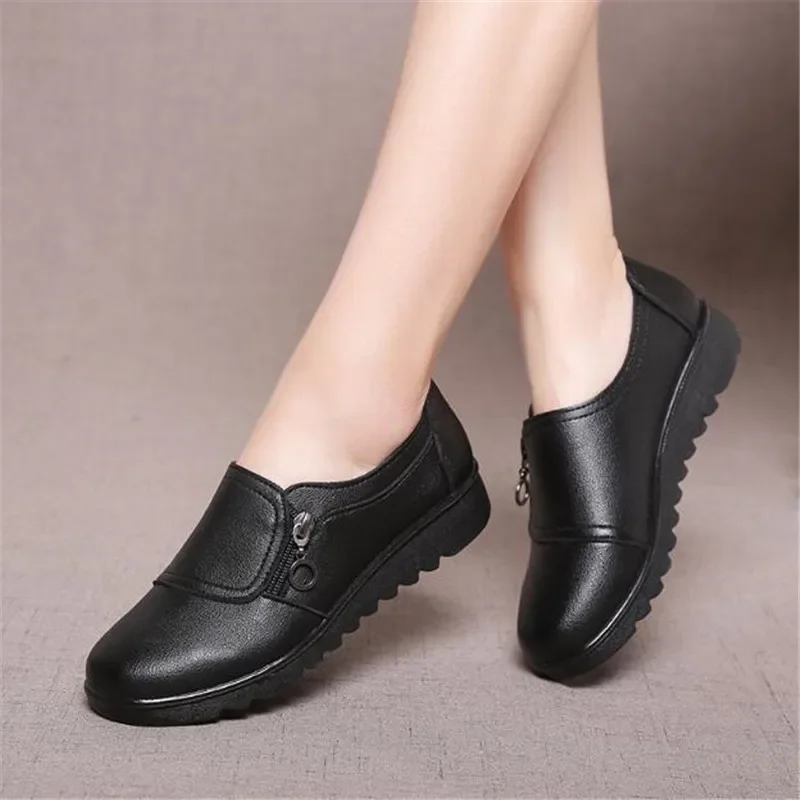 Spring Autumn New Women\'s Single Shoes Casual Loafers Wedges Soft Sole Comfortable Large Size Mother\'s Low Heel Shoes