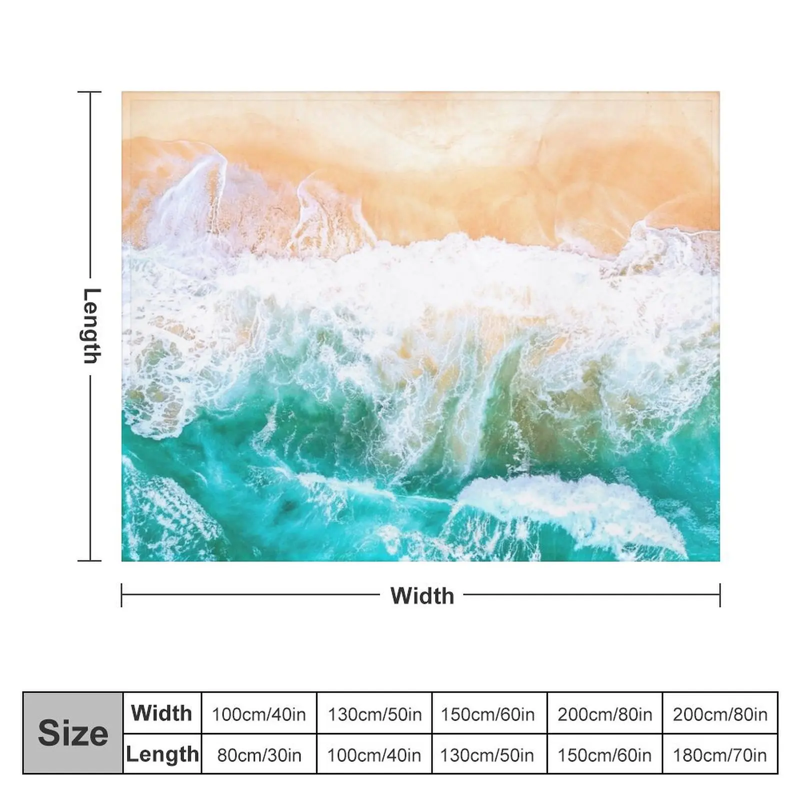 The hot sand of a tropical beach cooled by the blue waves of the cold ocean Throw Blanket Personalized Gift Sofa Throw Blankets