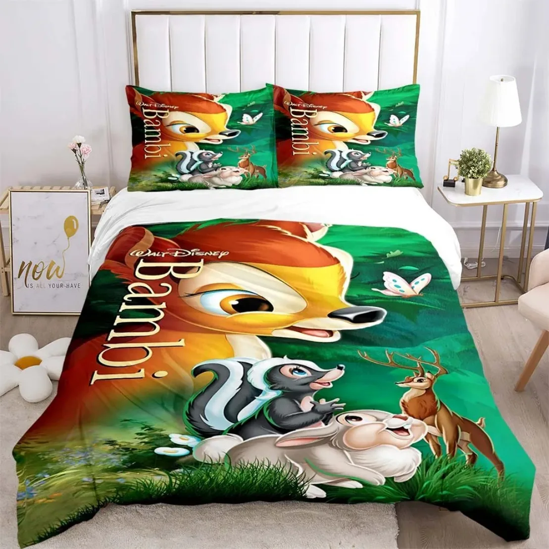 Children's Bedding Set,Bambi quilt cover,Bambi Bedding Set,Cartoon Quilt Cover with Zipper and Pillowcase