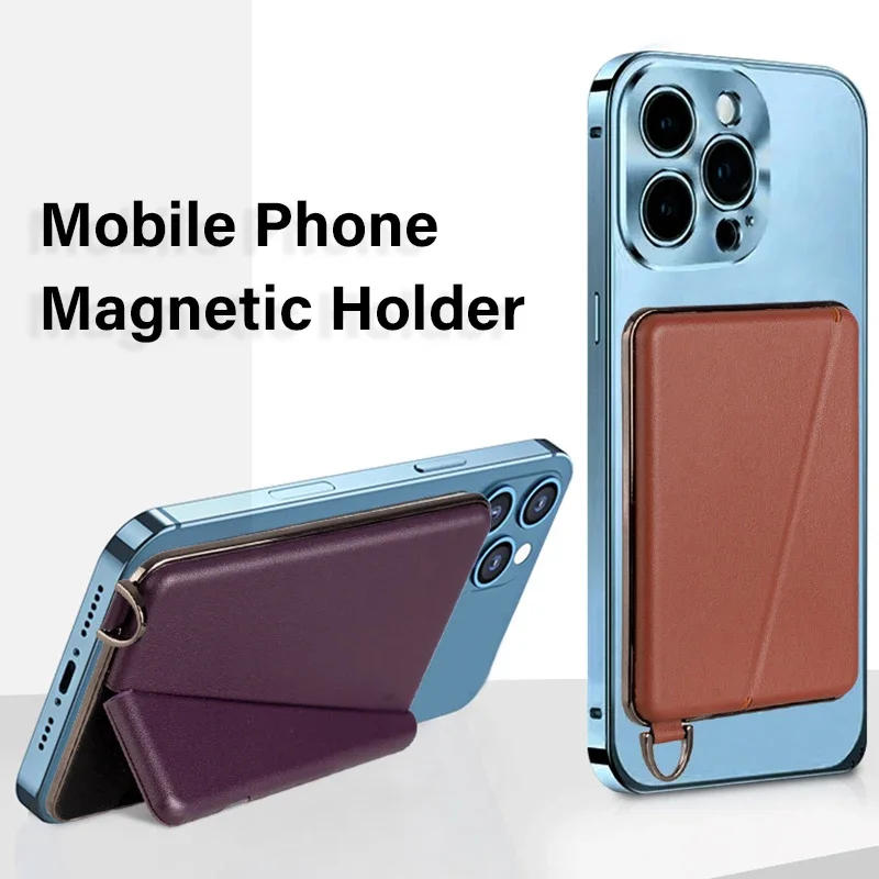 NEW Leather Business Card Holder Professional Credit Card Case Strong Magnetic Phone Bracket for iPhone 12 13 14 15 Magnet Stand