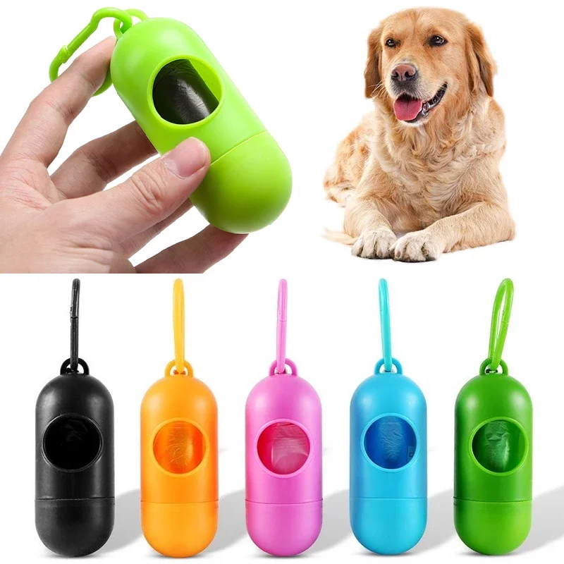 Portable Green Pet Poop Bag Dispenser - Convenient for Dog Walks  | 1Pc Capsule Dog Poop Bags Dispenser for Easy Cleanup