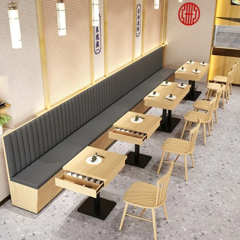 Restaurant tables and chairs, Japanese cuisine sushi solid wood tables and chairs hot pot restaurant tables with drawers