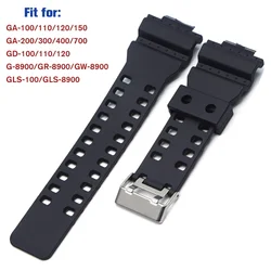 16mm Silicone Rubber Watch Strap for Casio for G Shock GD-100 G-8900 GA-120 Replacement Band Black Waterproof Watchbands