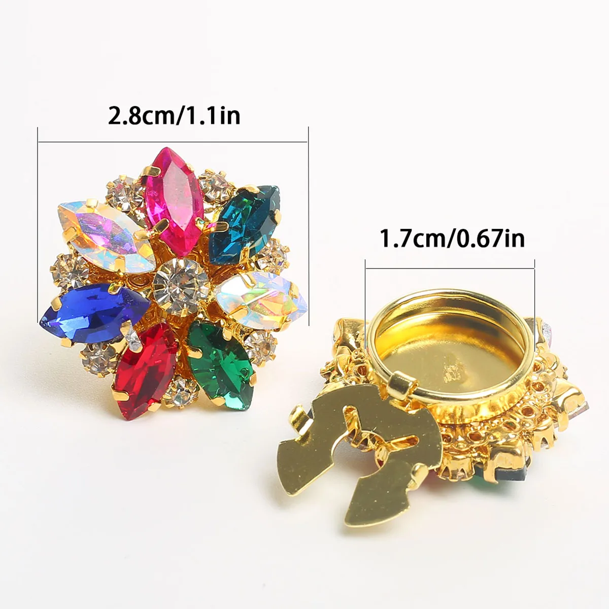 2PCS Rhinestone Flower Button Cover for Shirt Luxury Crystal Cufflinks Covers Decoration Button Clip fashion Sleeve Buttons