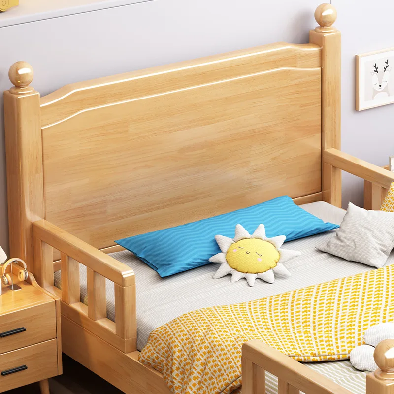 Nordic children's bed Solid wood with guardrail Boys small apartment bedroom 1.2 meters Teenagers 1.5 meters Anti-drop fence bed