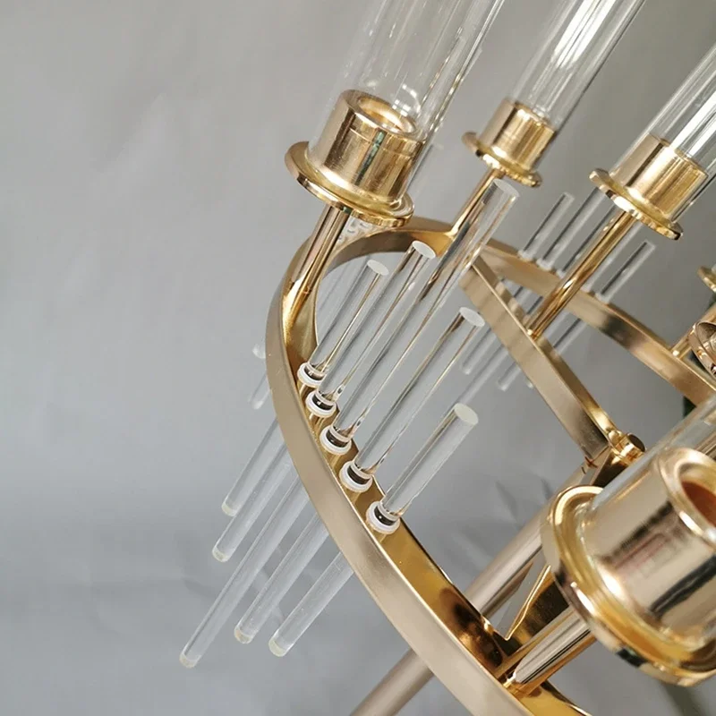 4 قطع حامل شموع معدني 9 رؤوس حامل شموع حامل ديكور مركز طاولة الزفاف مزهرية لتزيين الحفلات على الطرق