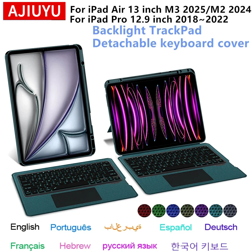 

Волшебная клавиатура для iPad Air 13-дюймовый чехол M3 2025 M2 для iPad Pro 12,9 3-й 4-й 5-й 6-го поколения Smart Cover Беспроводная сенсорная панель с подсветкой