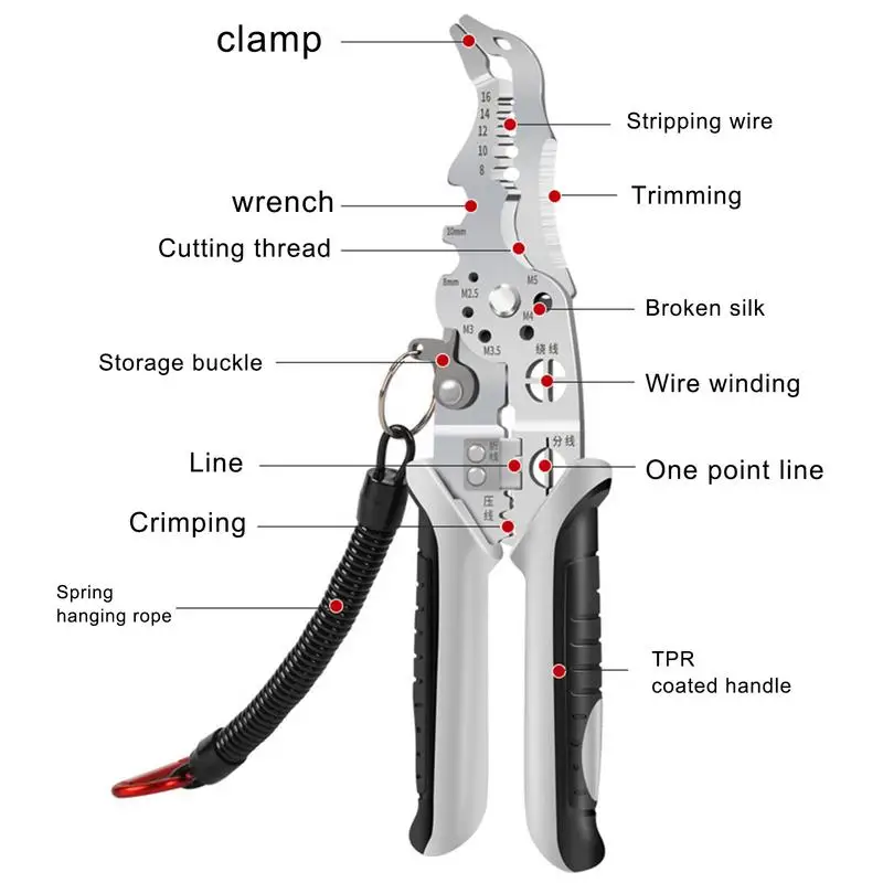 Nowe wielofunkcyjne nożyce do ściągacza kabli profesjonalne elektryczne narzędzie do ściąganie przewodów elektryczne szczypce do cięcia kabli