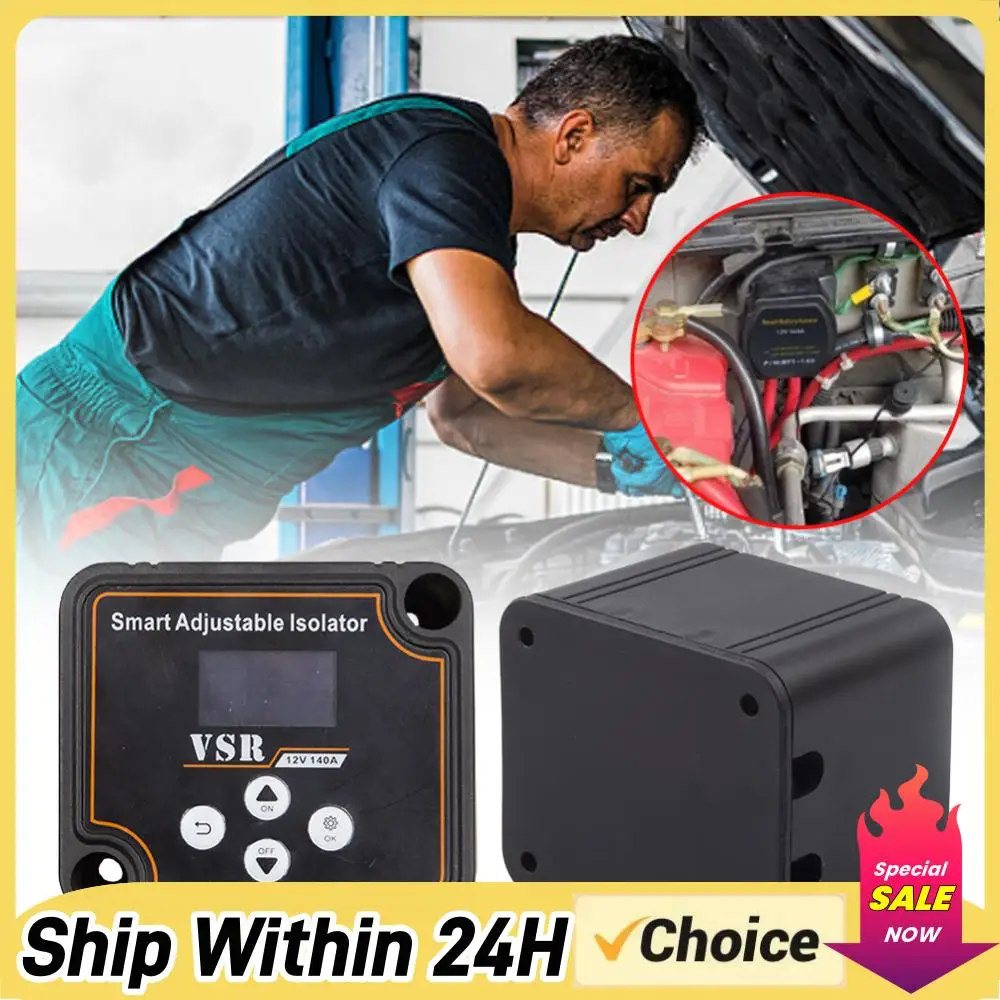 

12V 140A Adjustable Dual Battery Isolator Split Charge Voltage Sensitive Relay LCD Display VSR Voltage Setting for Camper Car RV