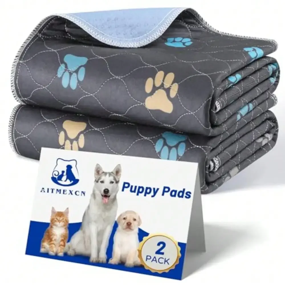 

Washable Puppy Dog Pee Pad 2PCS 100% Proof Whel Training Mat For Puppy/Senior Dog Fast Drying Reusable Puppy Pads For Indoor Outdoor And Car Travel- 18'' X 24''