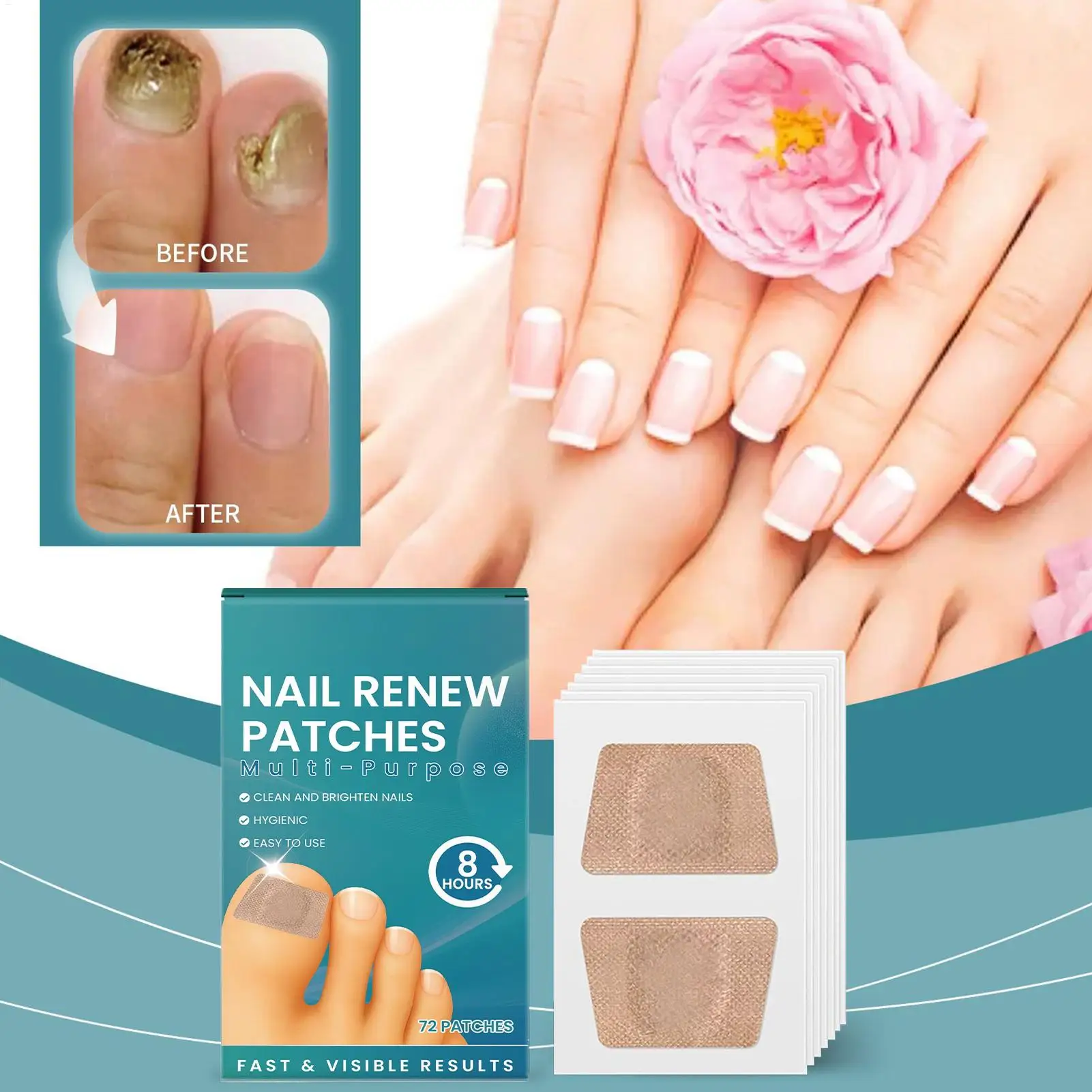 Damaged Nail Repair Patches 72Pcs/set Long-Lasting Nurturing Nail Patches Preventing Breakage for Ingrown Nails