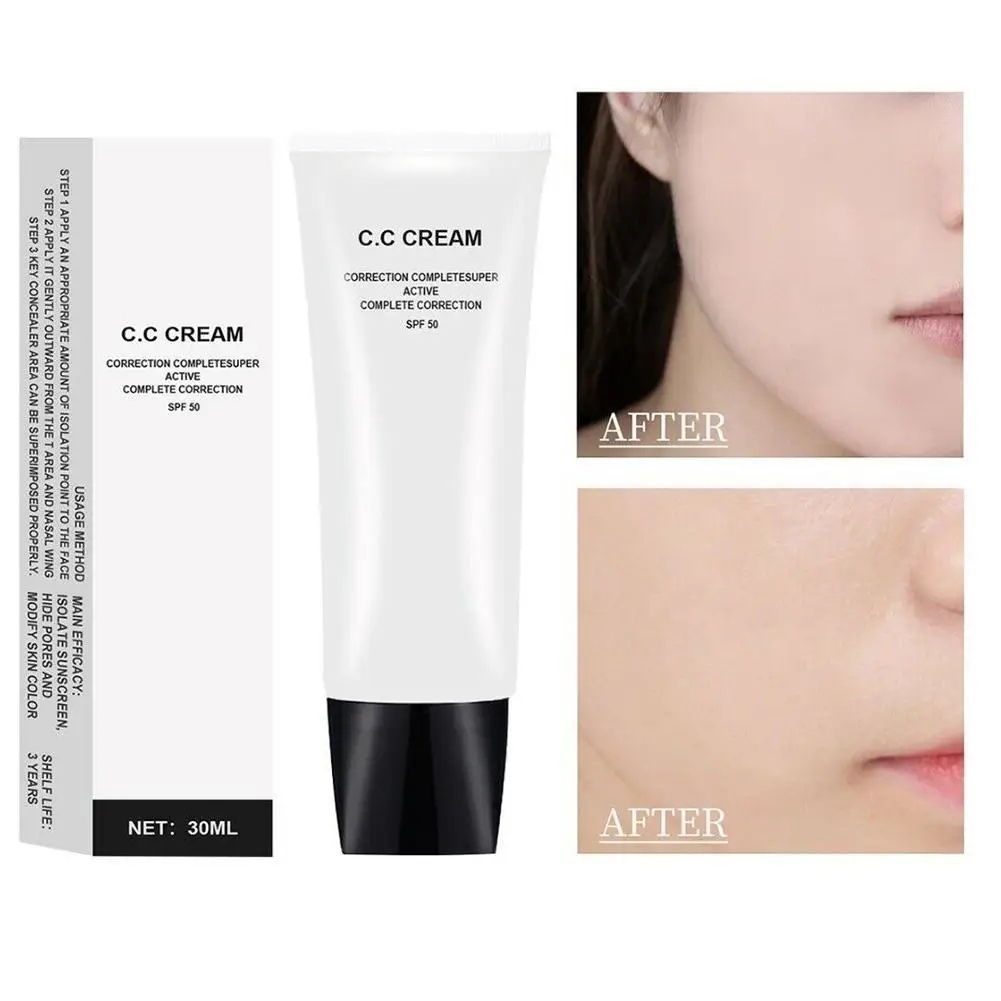 30ML CC Cream Conceal Imperfection Skin-friendly Brighten Skin Colour Cosmetics Foundation Concealing Cream for Coarse Pores