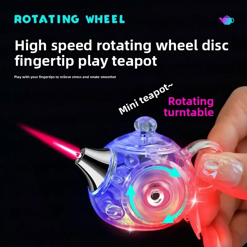 Transparent Sparkling Butane Gas Lighter Fun Relaxation Teapot Direct Charge Red Flame Inflatable Lighter Game Toy Gift Lighter