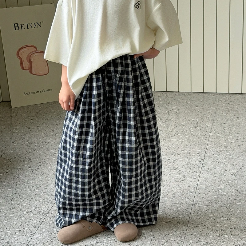 

2026 Summer New Hot Selling Checkered Simple Classic Color blocked Thin Cotton Mosquito resistant Pants