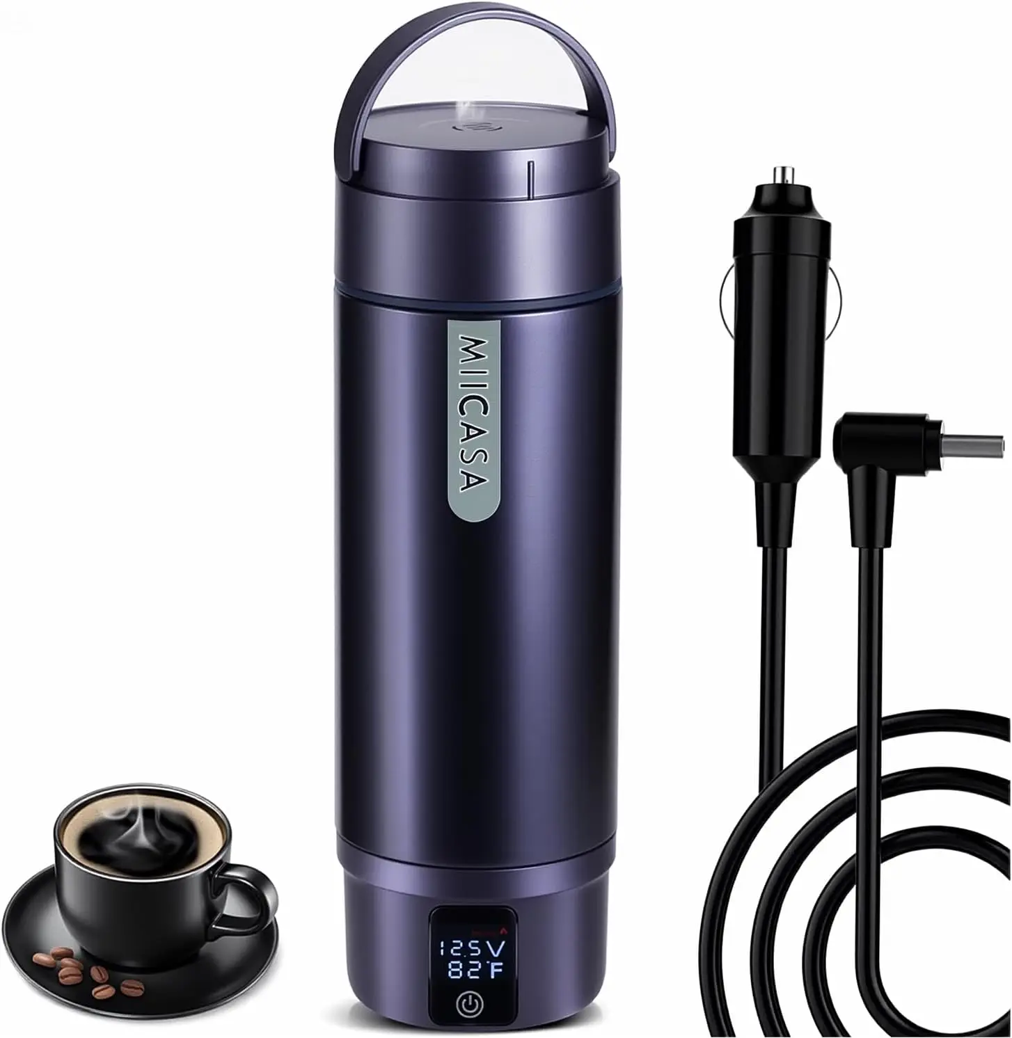 

12V/24V Car Electric Kettle, 16oz Vacuum Insulated Stainless Steel Water Heater with 6 Temperature Settings & Auto Shut-Off